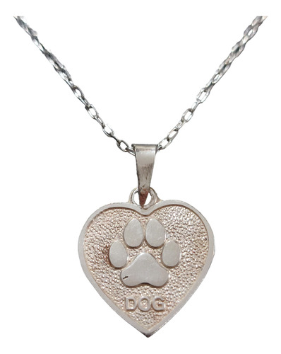 Collar Cadena Corazon Perro Huella Mujer Niños Plata 925 + C