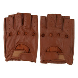 Retro Pu Leather Men Fingerless Driving Cycling Gloves