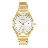 Reloj Citizen Mujer Eco Drive Gold Dorado Promocion !!! Color Del Fondo Blanco