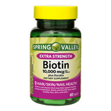 Spring Valley Biotina + Keratina 10000 Mcg 60 Caps Hair/skin