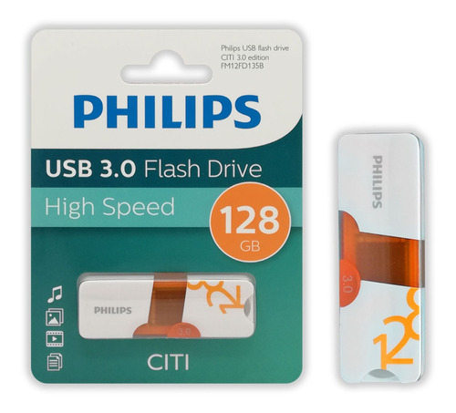 Pendrive Philips Usb 3.0 128gb / Citi Color Naranja