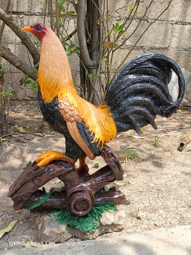 Gallo Decorativo Figura Escritorio Temática Rancho Resina