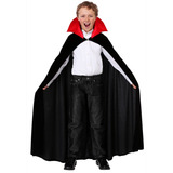 Capa Negra Con Cuello Rojo Niño Halloween Dracula Cotillon