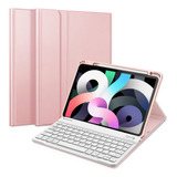 Funda Con Teclado Para iPad Air 5ta 4ta Gen Rosa 