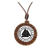 Collar Dije Madera Valknut Vikingo Nórdico Hombre Y Mujer   