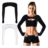 Women 2 Piece Long Sleeve Short Athletic Yoga Casual T-shirt