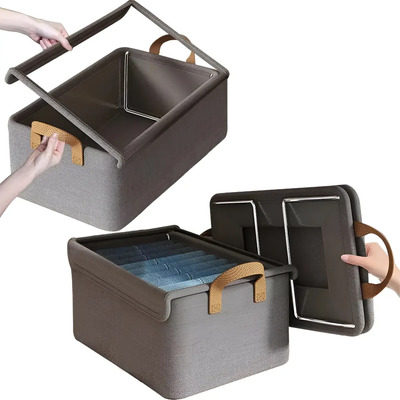 Cyrene Cajas Organizadoras De Tela Con Tapa Y Soporte De Acero 2pcs Gris