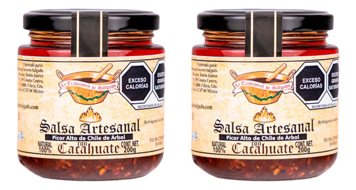 2 Salsas Artesanal Chile De Árbol Cacahuate 200 G 