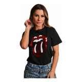 Camiseta Feminina Algodão Baby Look Rock Rolling Stones