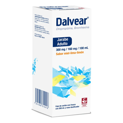 Dalvear Jarabe Adulto Sabor Miel- Lima- Limón, 1 Frasco 200 Ml + Vaso Dosificador | Envío gratis