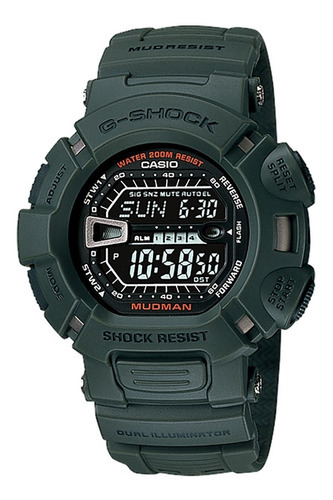  Reloj Casio G Shock Mudman G9000 Verde Doble Iluminación Color Del Fondo Negro