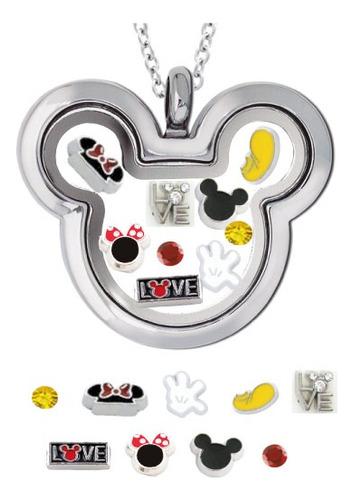 Locket Relicario Mickey 8 Charms Dije Cadena Personalizable