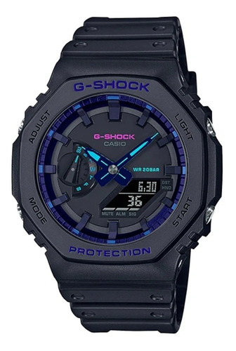 Reloj Casio G-shock Ga-2100v-b1a Hombre Time Square Color De La Correa Negro Color Del Bisel Negro
