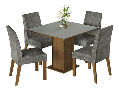 Juego Comedor Mesa Tapa Madera 4 Sillas Karina Madesa M/g/p