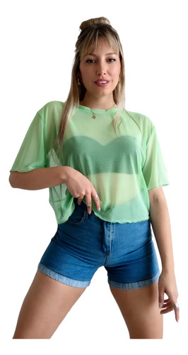 Remera Oversize Mujer Microtul Pupera Amplia Manga Corta