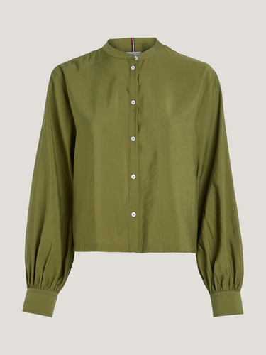 Camisa Verde Sin Cuello Corte Cropped Mujer Tommy Hilfiger