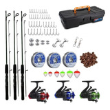 Kit Maleta De Pesca Completa 3 Varas 1,20m 6kg Molinetes 