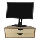 Suporte Organizador Para Monitor Com 2 Gaveta Mdf Novidade