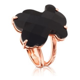 Anillo Erma De Plata Vermeil Rosa Y Ónix 513635520