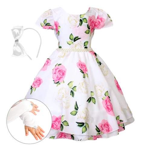 Vestido Infanto Juvenil Princesa Sofia Rapunzel Floral  4/16