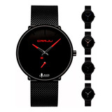 Reloj Crrju Hombre Diseño Ejecutivo Premium Color De La Correa Negra Con Rojo