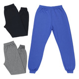 Kit 3 Calça Masculina Juvenil Moletom Escolar Atacado Frio