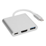 Adaptador Convertidor Tipo C A Hdmi 3 En 1 Portátil Multifun