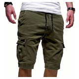 Bermuda Short Casual Playa Bolsas Cargo Gabardina