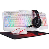 Teclado Gamer Redragon S101 Rgb + Audífonos + Mouse -blanco