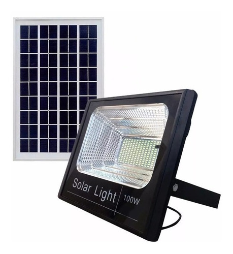 Refletor Holofote Ultra Led Solar 100w Com Placa Completo 