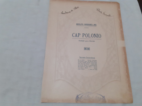 Partitura Cap Polonio Tango Piano Adolfo Rosquellas