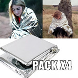 Pack X4 Manta Térmica De Emergencia Aluminio Camping 130*210