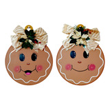 Adorno De Navidad Pared Pareja Galletas De Jengibre Mdf 40cm