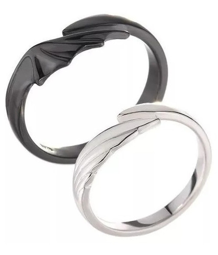 2 Anillos Promesa Amor Alas Ying Y Yang Pareja Plata L925