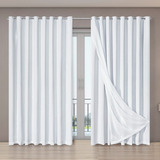 Cortina Tecido Blecaute Com Voil Gaze De Linho 2,7 M X 2,3 M Cor Branco