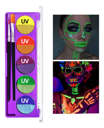 Paleta De Delineadores Fluorescente Con Brillo Uv 10 Colores