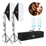 Kit Iluminação Softbox Completo Lâmpadas Potente 135w Bolsa