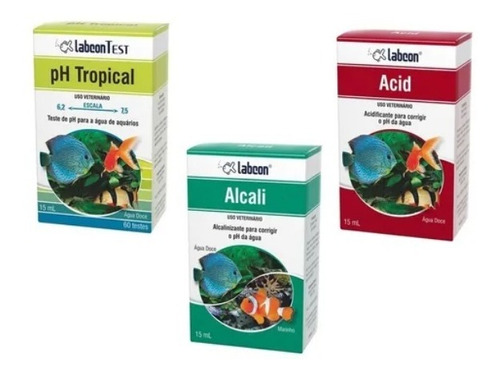 Kit Labcon Alcali 15ml + Acid 15ml + Teste Ph Tropical 15ml
