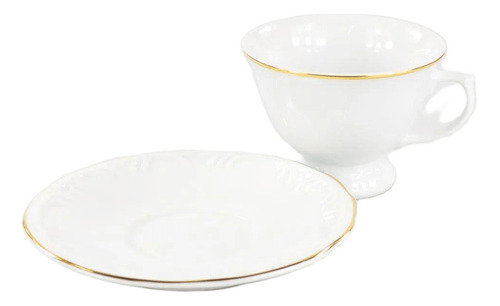 6 Xícaras De Cafezinho 70ml Com Pires Pomerode Ouro Porcelana Schmidt