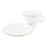 6 Xícaras De Cafezinho 70ml Com Pires Pomerode Ouro Porcelana Schmidt