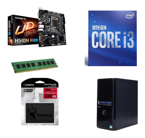 Kit Actualización Core I3 10100 H510 Ram 8g 240g Gabinete Kt