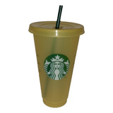 Vaso De Starbucks Reutilizable Amarillo De Plástico 