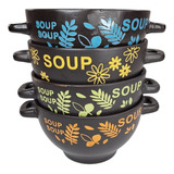 Bowl Sopero Compotera Ceramica Colores 2 Asas 500ml