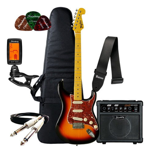 Kit Guitarra Stratocaster Tagima Tg530 + Kit Completo Cubo