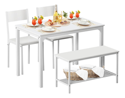 Dlandhome Juego De Mesa De Comedor Para 4 Personas, Mesa De.