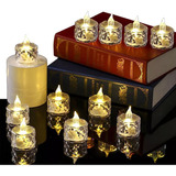 24 Pzas Velas Cristal Led Para Decorar Fiestas Boda