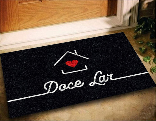 Tapete Capacho Doce Lar 60x40 Amor Love Casa Entrada Apto Cor Preto