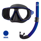 Kit Mergulho Dua Mascara Respirador Snorkel Pesca Sub Seasub Cor Azul