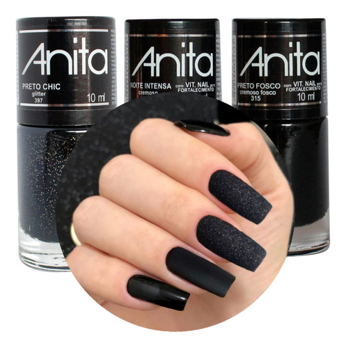 Kit 3 Esmaltes Anita Noite Intensa