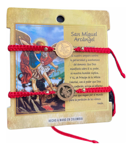 Pulsera De San Miguel Para La Protección (viene Por 2) Rojo